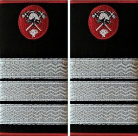 Grade Plutonier Adjutant Pompieri ISU, IGSU țesute pe suport textil din tercot lipit, cu semn de armă metalic