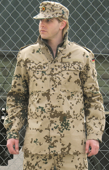 GERMAN FIELD SHIRT - 3 COLORS TROPICAL CAMO - MILITARY SURPLUS - USED