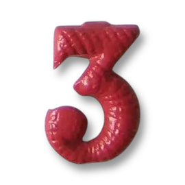 Metallic number - 3 - Red - Hungarian Army Military Surplus - Like New