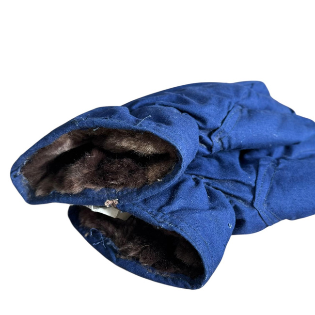 Manusi de protectie imblanite din material de foaie de cort, cu 3 degete - Surplus militar Armata Romana - Albastru inchis - In stare buna