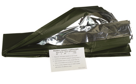 SURVIVAL BLANKET - 215 x 130 CM - OD/SILVER