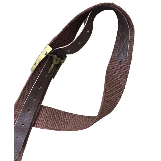 Brown Belt Romanian Army Surplus, Canvas - Gold Buckle - Like new