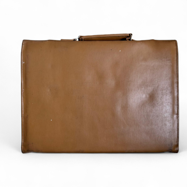 VINTAGE BRIEFCASE - ROMANIAN ARMY MILITARY SURPLUS - BROWN - IN GOOD CONDITION