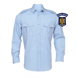 LONG SLEEVE BLOUSE SHIRT WITH POCKETS AND EPAULETS - MENS - BLUE - POLITIA LOCALA
