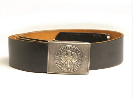 LEATHER BELT WITH BUCKLE AND LOCK - MILITARY SURPLUS GERMAN ARMY - USED