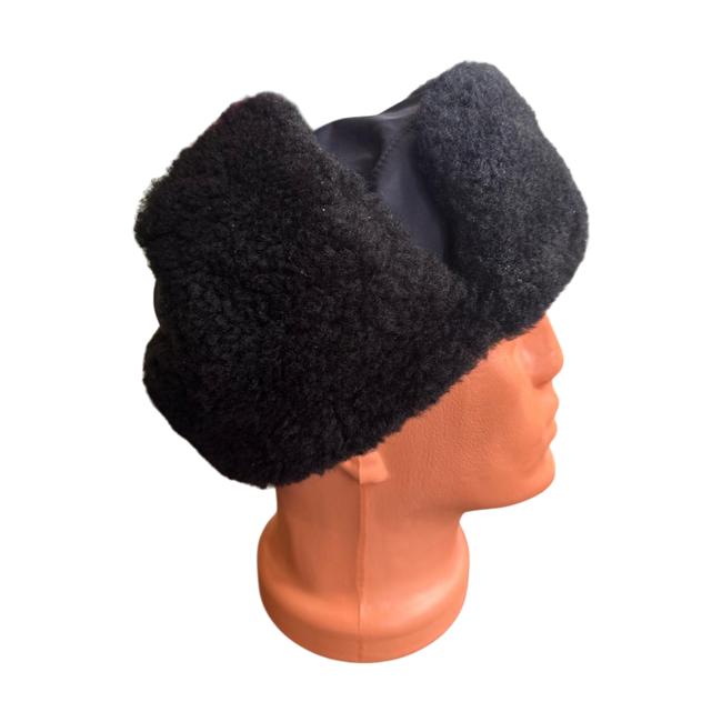WINTER CAP FOR CADRES - SOVIET PERIOD - ROMANIAN ARMY MILITARY SURPLUS - NAVY BLUE WITH BLACK FUR - IN GOOD CONDITION