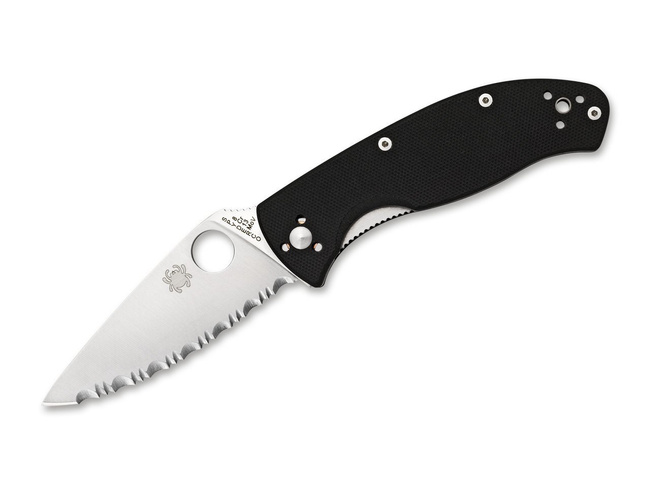 TENACIOUS SATIN SERRATED POCKET KNIFE - SPYDERCO