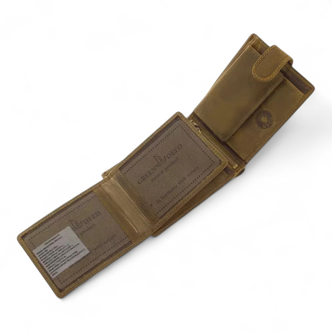 Portofel din piele pentru vanatori, cu imprimeu - Fazan - Maro - GreenDeed