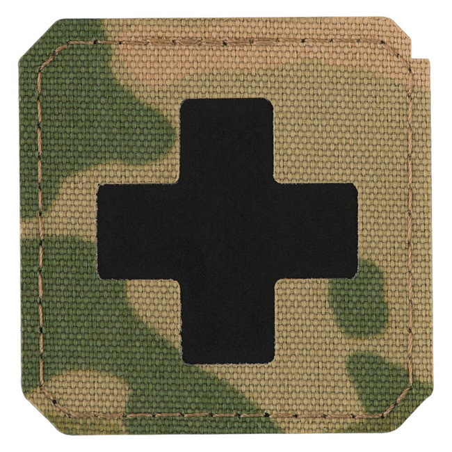 PATCH PRIM AJUTOR, CRUCE LASER CUT - MULTICAM/NEGRU - M-TAC