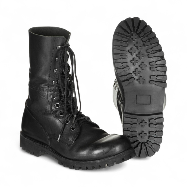 Combat Boots Without Lining - Replaced Sole - Austrian Army Military Surplus - Black - Used