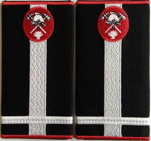 Grade Maior Pompieri ISU, IGSU țesute pe suport textil din paspoal cusut, cu semn de armă metalic