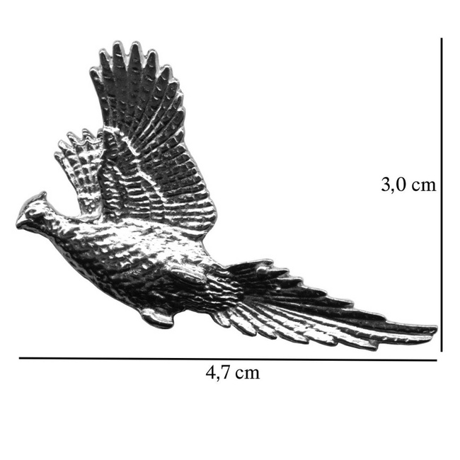 Insigna de vanatoare pentru palarie - Fazan 2 - Argintie