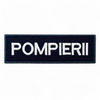 Emblema spate - POMPIERII - brodata pe suport negru cu contur bleumarin si text vernil fluorescent - aplicare prin coasere - 20x5 cm