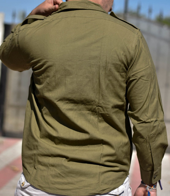 OLIVE SHIRT - COLD WAR ERA - ROMANIAN ARMY SURPLUS - USED