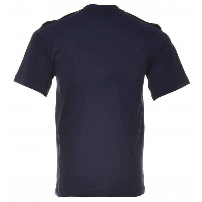 Collar bottom t-shirt with epaulets and velcro on both sleeves - dark blue
