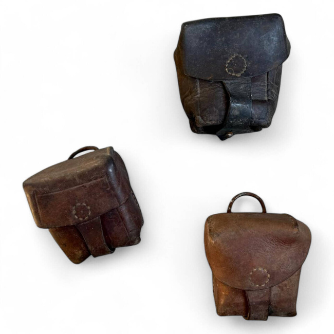 BUZUNAR SIMPLU, CARTUSIERA DIN PIELE PORT ZB, WWII - SURPLUS MILITAR ARMATA ROMANA - MARO - UZAT