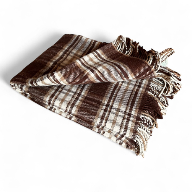 Romanian wool blanket, 150x200cm, brown/beige/cream premium