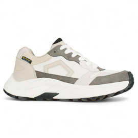 Sneakersi impermeabili din piele Intoarsa - Python - Alb/Gri - Pentagon