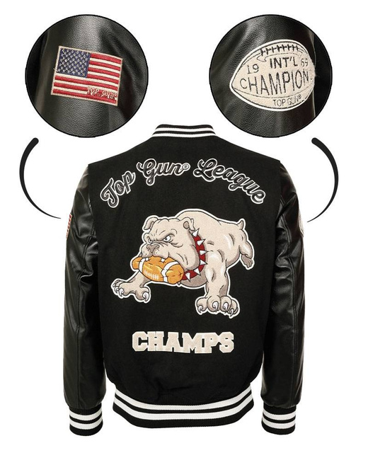 BASEBALL JACKET TOP GUN "LEAGUE" - BLACK - MIL-TEC