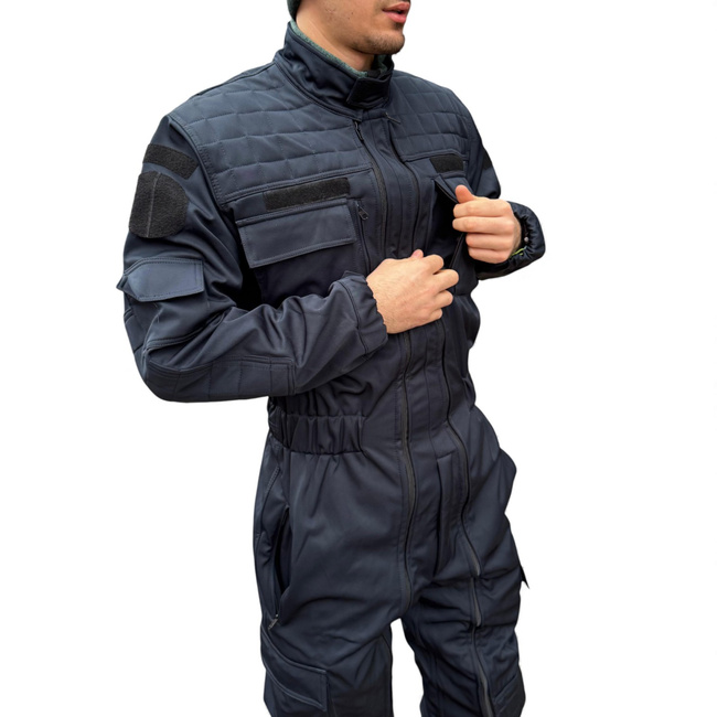 Winter Softshell Coverall For Gendarmes - With JANDARMERIA Patch And Tricolor Emblem - Navy Blue - Lecter Tactical
