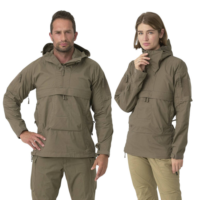 Unisex Tracer Anorak Jacket - Polycotton Stretch Ripstop - RAL 7013 Green - Helikon Tex