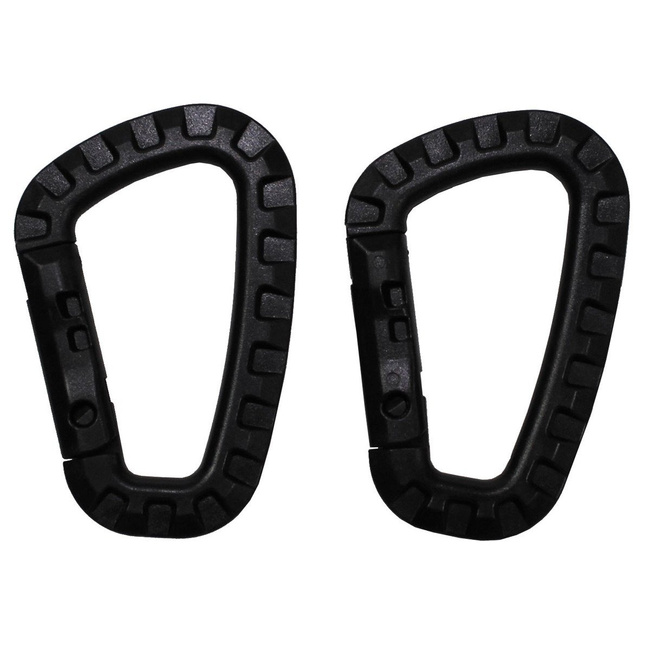 Carabiner, plastic, black, D 7 mm x 8.5 cm, two pack