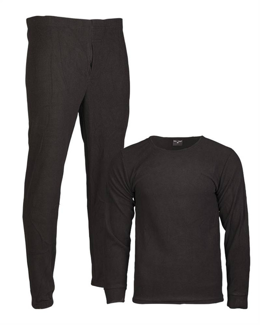 FLEECE UNDERWEAR SET WITH ROUND NECK - Mil-Tec - BLACK