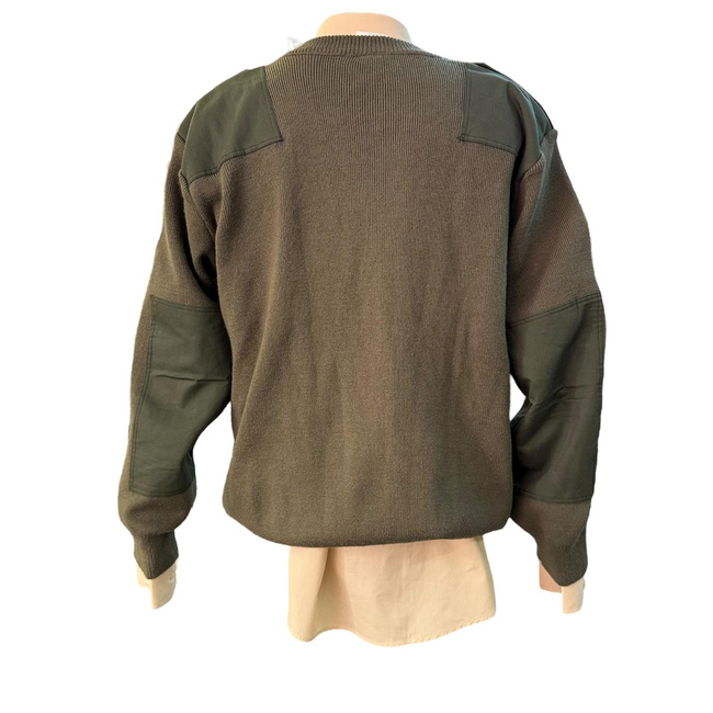 Pulover pentru tinuta de oras si serviciu, cu epoleti si guler in V - Surplus Militar Armata Romana - Verde OD - In Stare Buna