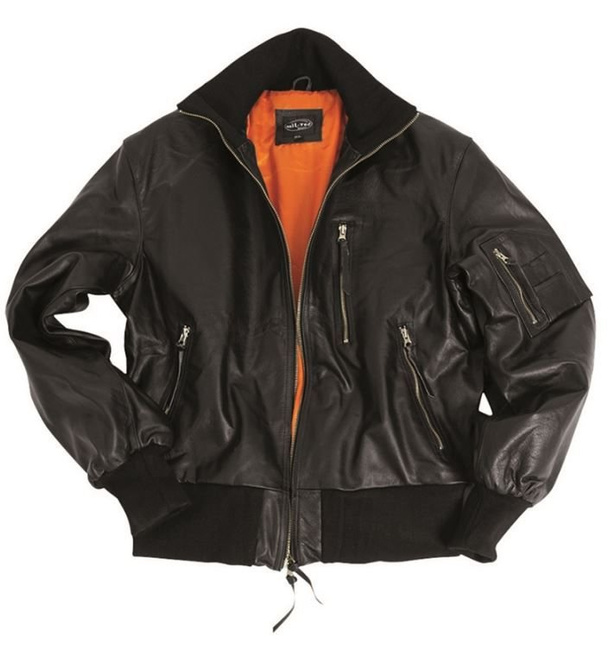 GERMAN LEATHER FLIGHT JACKET - Mil-Tec® - BLACK