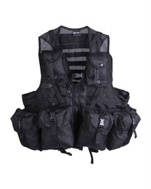 TACTICAL VEST WITH MODULAR SYSTEM AND 8 POCKETS - Mil-Tec - BLACK
