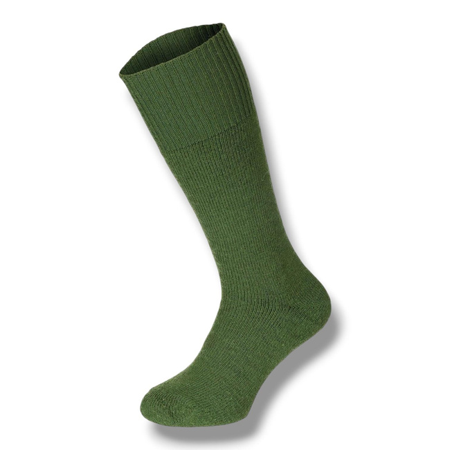 Long Winter Socks - Terry Wool - Dutch Army Military Surplus - OD Green - Used
