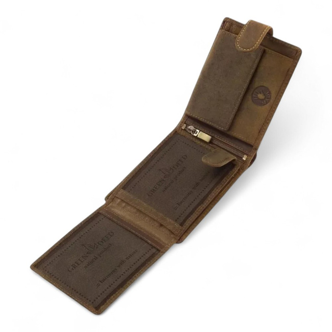 Leather Wallet for Hunters with Print - Deer - Brown - GreenDeed