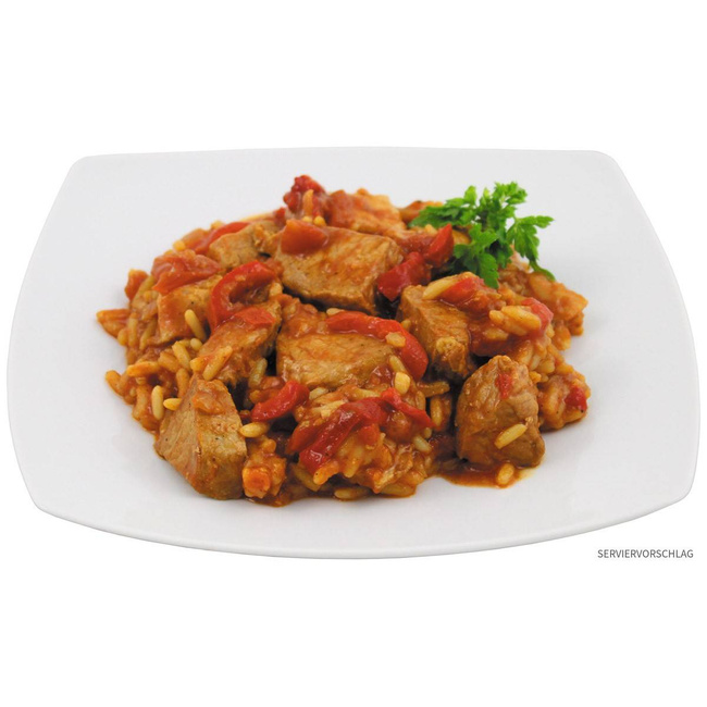CARNE DE PORC SÂRBEASCĂ CU OREZ ÎN CONSERVĂ - 400 G - VALABILITATE 10 ANI - MFH®