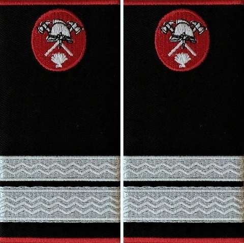 Grade Sergent Major Pompieri ISU, IGSU tesute pe suport textil din tercot lipit, cu semn de arma brodat