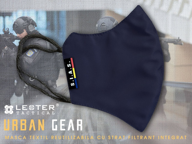Masca reutilizabila textil SIAS cu strat filtrant integrat - Lecter Tactical - Albastru Inchis