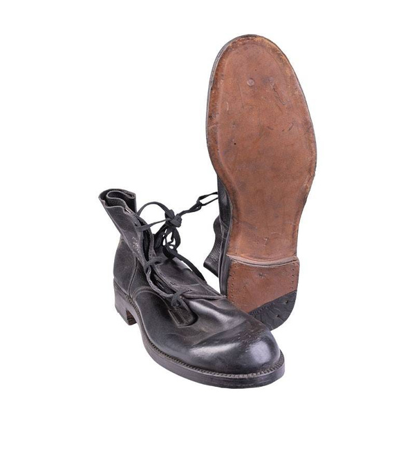 COMBAT SHOES WITH LEATHER SOLE - BLACK - ITALIAN MILITARY SURPLUS - USED