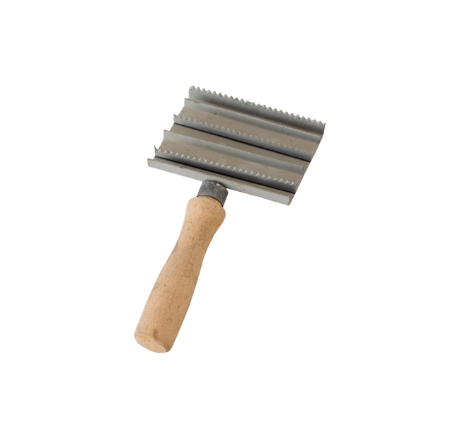 Metal horse brush wooden handle - Romanian army surplus - Like new