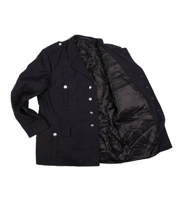 GERMAN FIRE DEPARTMENT UNIFORM JACKET - BLACK - MILITARY SURPLUS - USED