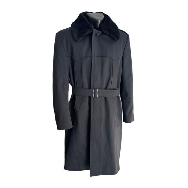 PALTON OFITERI LUNG DIN LANA - VINTAGE, ANII '80 - SURPLUS MILITAR ARMATA BULGARIEI - NEGRU -  IN STARE BUNA