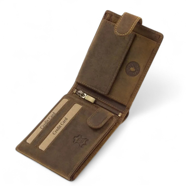 Leather Wallet for Hunters with Print - Deer - Brown - GreenDeed