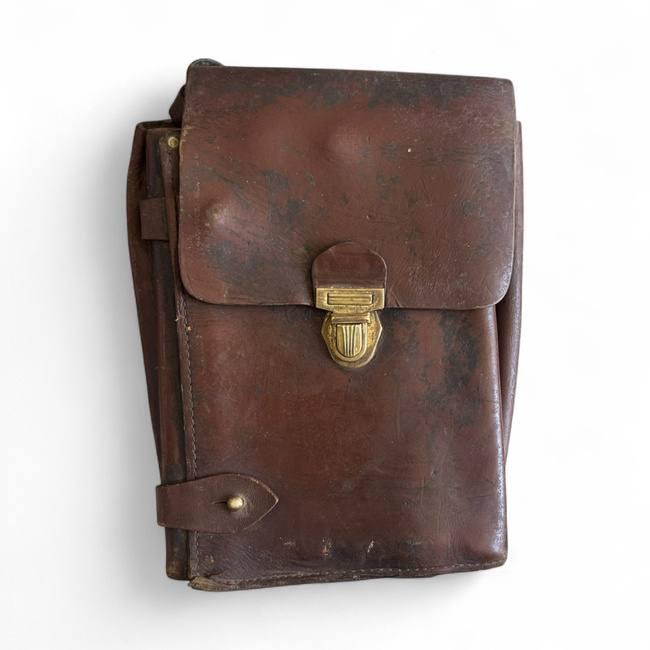 Leather Map Case - Military Porthart from the RSR period - Romanian Army surplus - Brown - Used