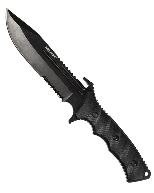 Black g10 combat knife with nylon sheath