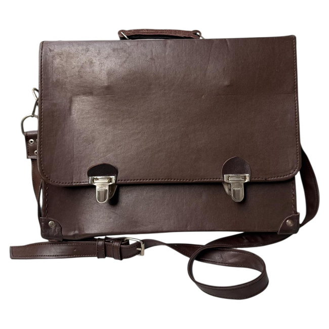 Servieta Vintage - Imitatie Piele - 42 x 33 cm - Surplus Militar Armata Romana - Maro - In stare buna