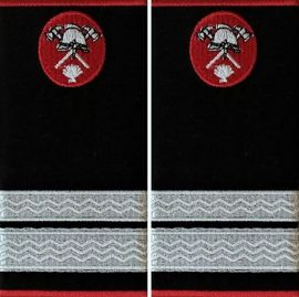 Grade Sergent Major Pompieri ISU, IGSU țesute pe suport textil din paspoal cusut, cu semn de armă brodat