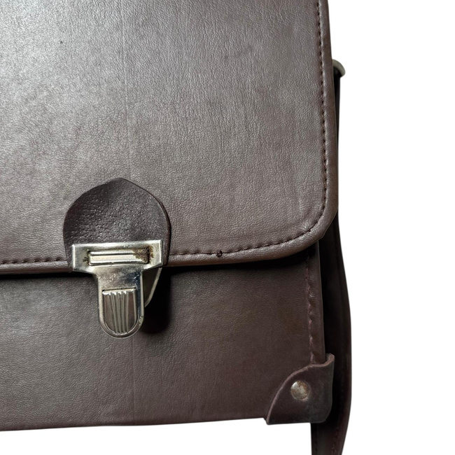 Servieta Vintage - Imitatie Piele - 42 x 33 cm - Surplus Militar Armata Romana - Maro - In stare buna