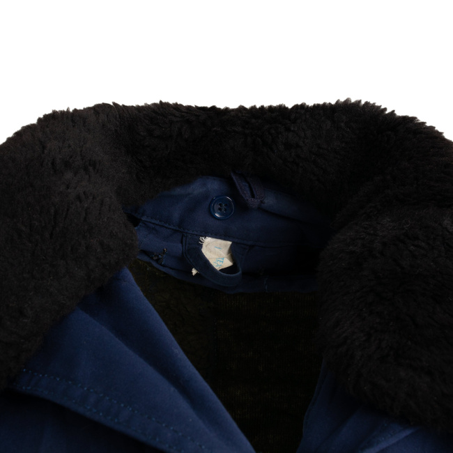 BLUE AVIATION PARKA JACKET WITH PADDED COLLAR AND REMOVABLE LINING - MILITARY SURPLUS ROMANIAN ARMY - USED