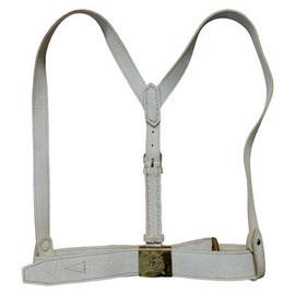 CENTURA CU DIAGONALA ALBA SI PAFTA AURIE - SURPLUS MILITAR ARMATA ROMANA - IN STARE BUNA