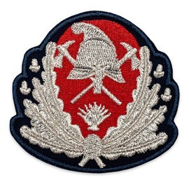 Emblema coifura Generali Pompieri ISU IGSU, cu aplicare tip Velcro (cu scai)