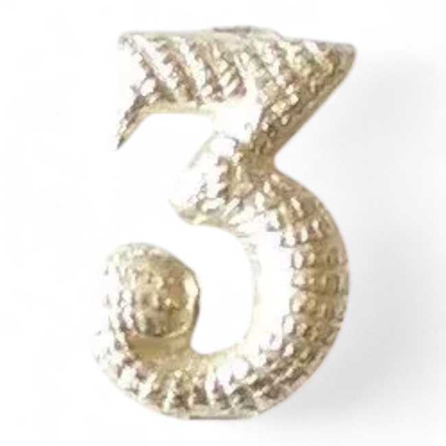 Metallic number - 3 - Silver - Hungarian Army Military Surplus - Like New