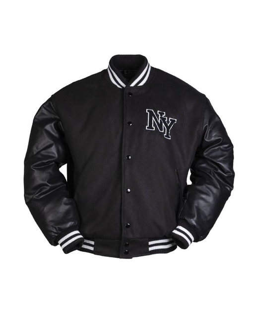 BASEBALL JACKET WITH NY PATCH - BLACK - MILTEC